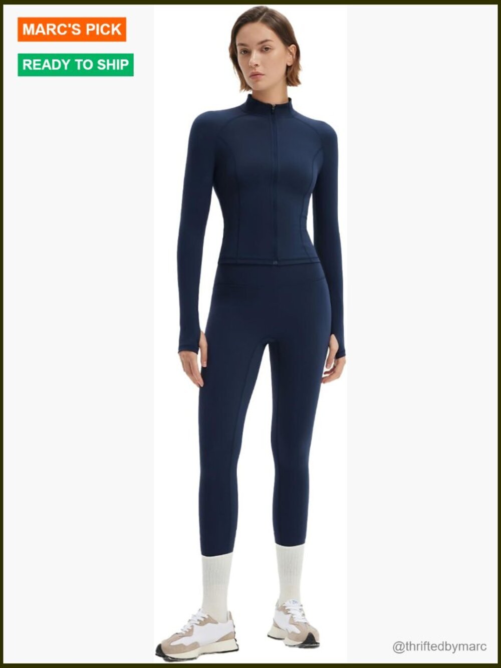 2 Piece Workout Set High Waist Leggings Full Zip Jacket Gym Yoga